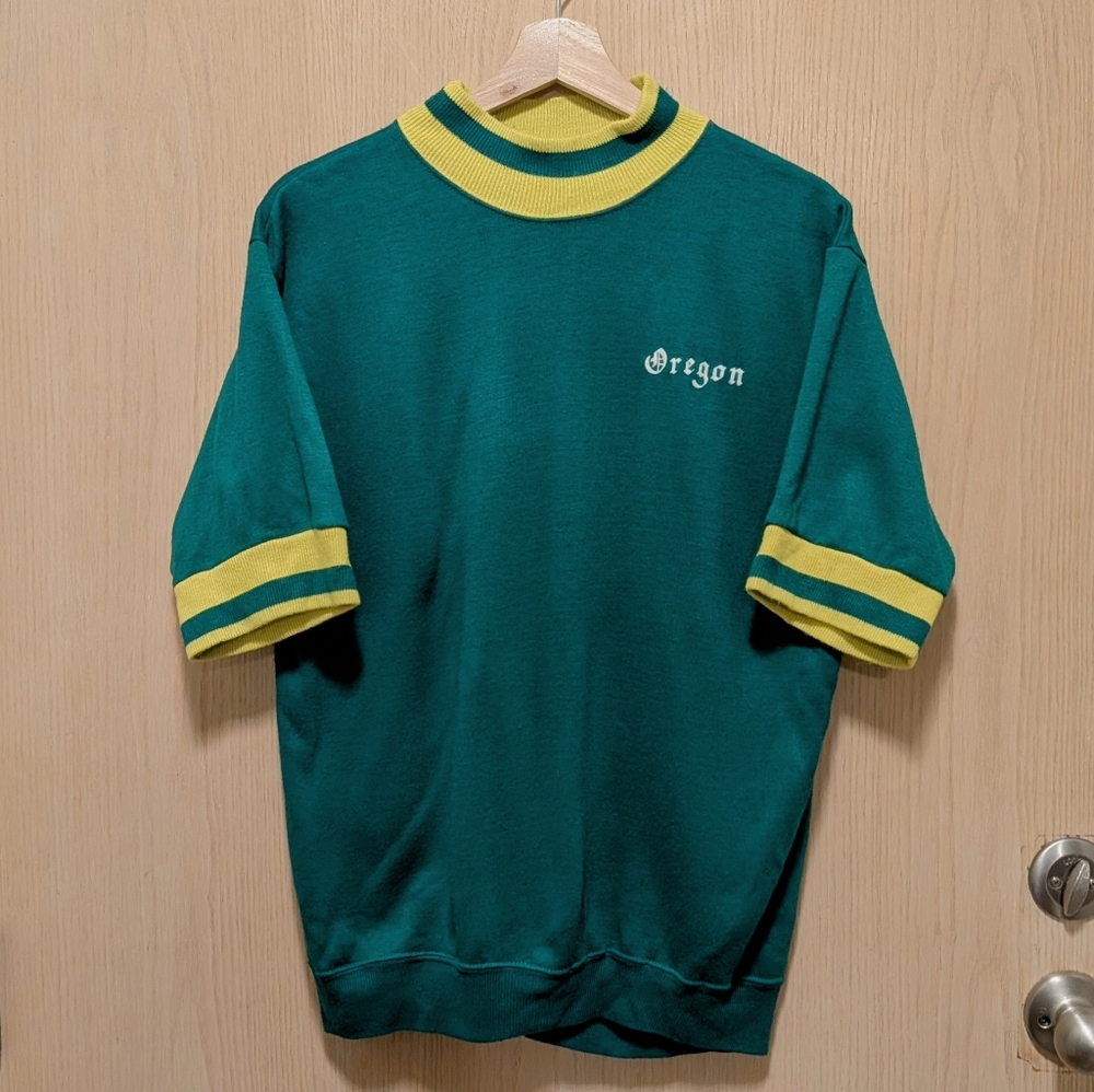 Vintage 1970s University Of Oregon Short Sleeve Sweatshirt, Ducks Green